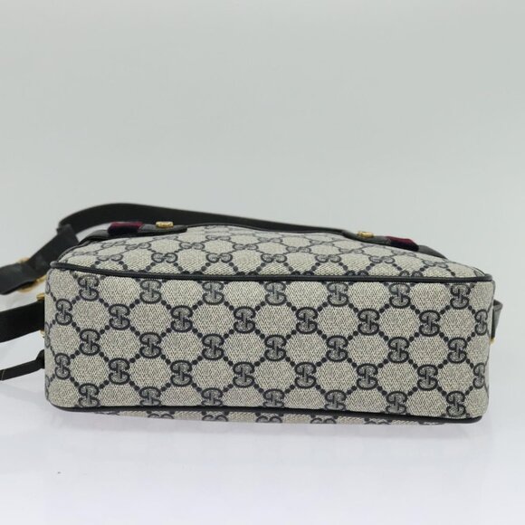 GUCCI GG Supreme Sherry Line Shoulder Bag PVC Navy Gold - Picture 11 of 15